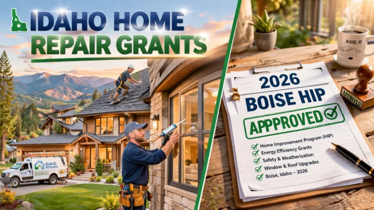 Contractor repairing Idaho home near mountains with Boise HIP approved document 2026 home repair grants