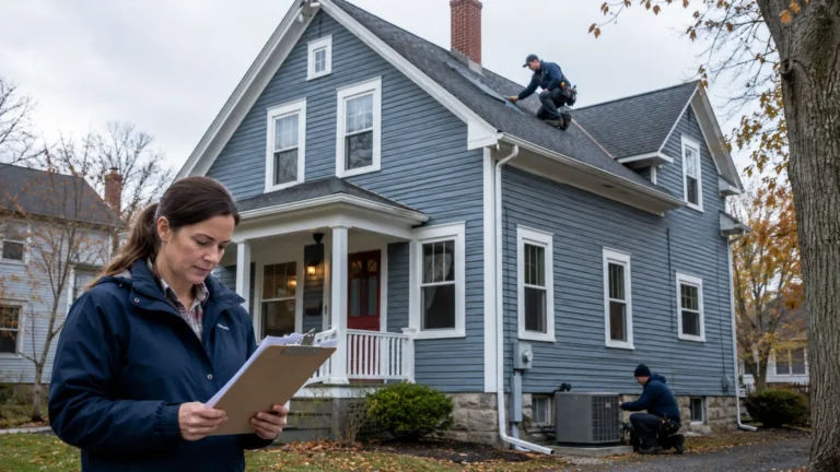 Connecticut Home Repair Grants and Loans: 2026 - Apply Now 1 Connecticut homeowner reviewing repair assistance options beside a New England-style house