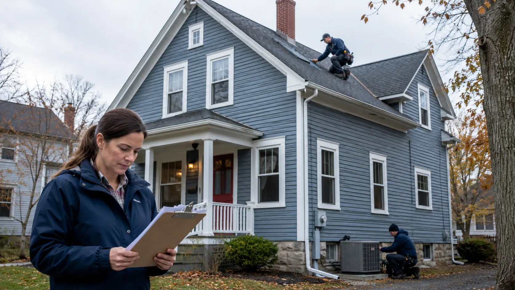 Connecticut Home Repair Grants and Loans: 2026 - Apply Now 1 Connecticut homeowner reviewing repair assistance options beside a New England-style house